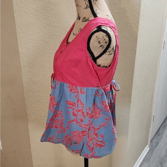 Goubi floral 100% cotton babydoll peplum top size small - Picture 2 of 6